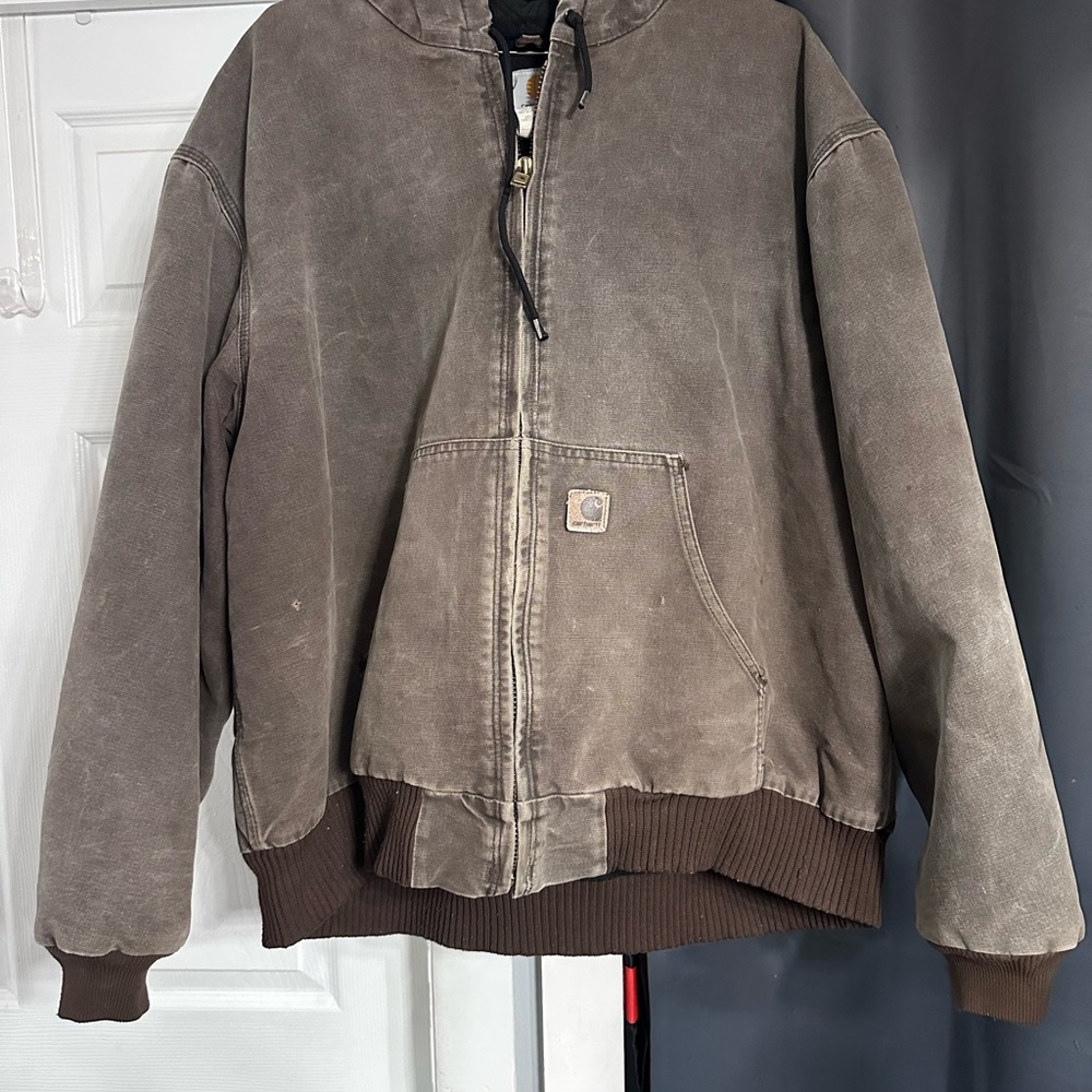 Carhartt Men's Distressed Brown Bomber Jacket
